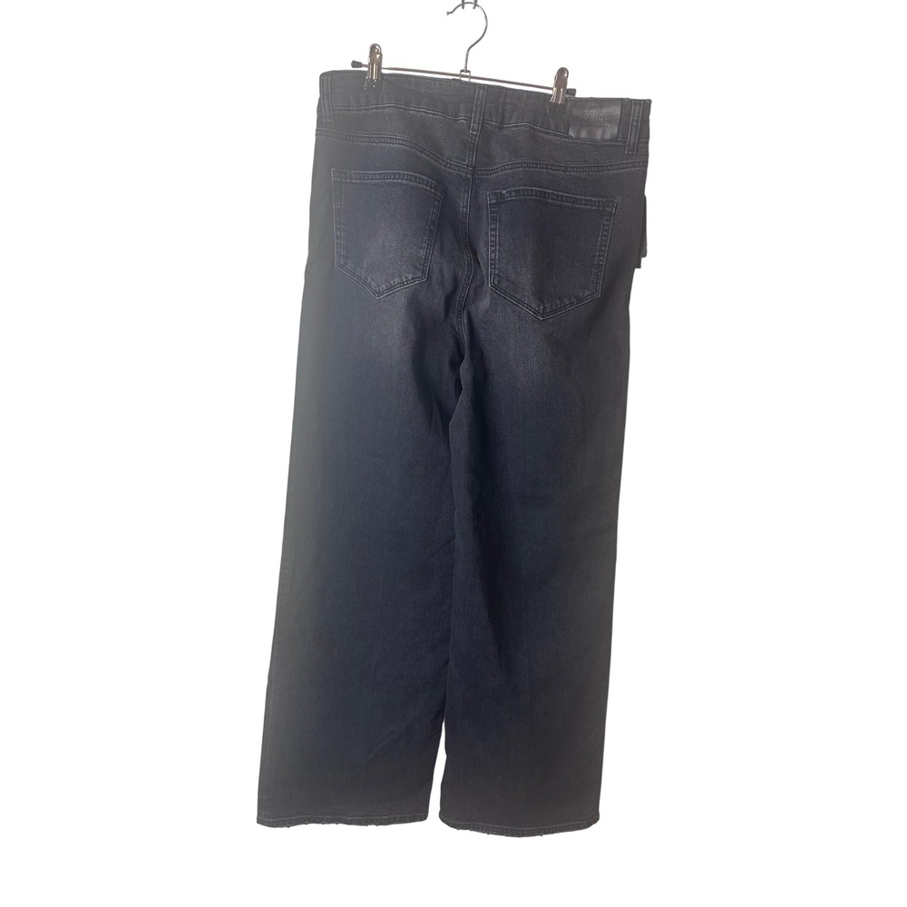 NEW Paige Sasha High Rise Wide Leg Jeans Viper Black Distressed Sz 32 - Picture 9 of 11